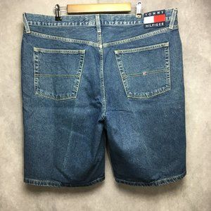 Vintage‎ Tommy Jeans Mens Denim Shorts 42 Flag Logo Patch Y2K
